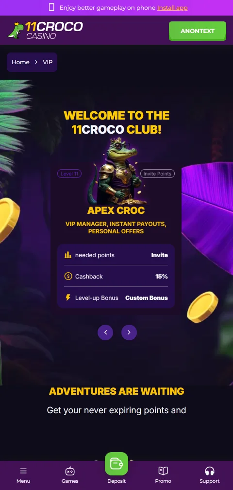 11Croco Casino en móvil con acceso y compatibilidad