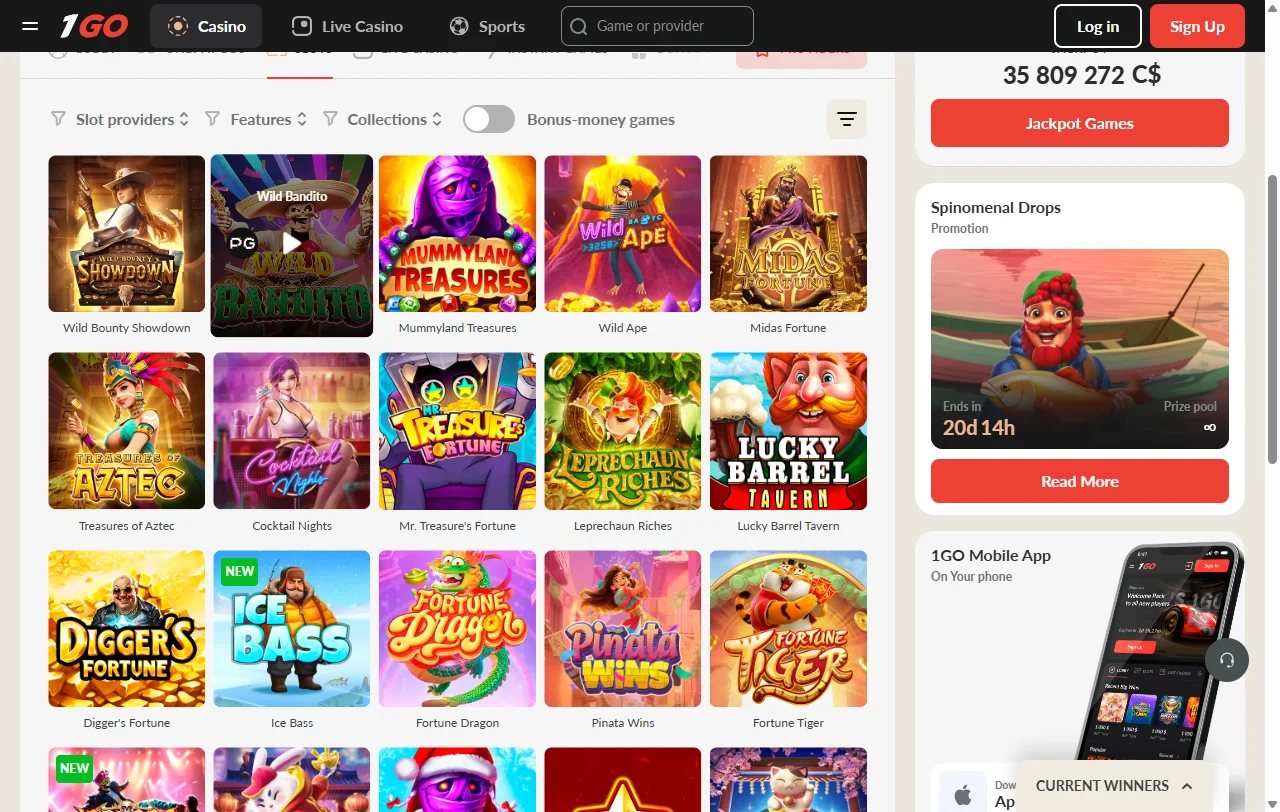 1Go Casino bonos de bienvenida y promociones