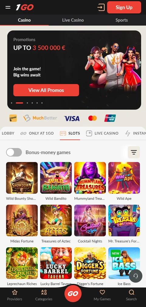 1Go Casino juego móvil desde Perú en navegador
