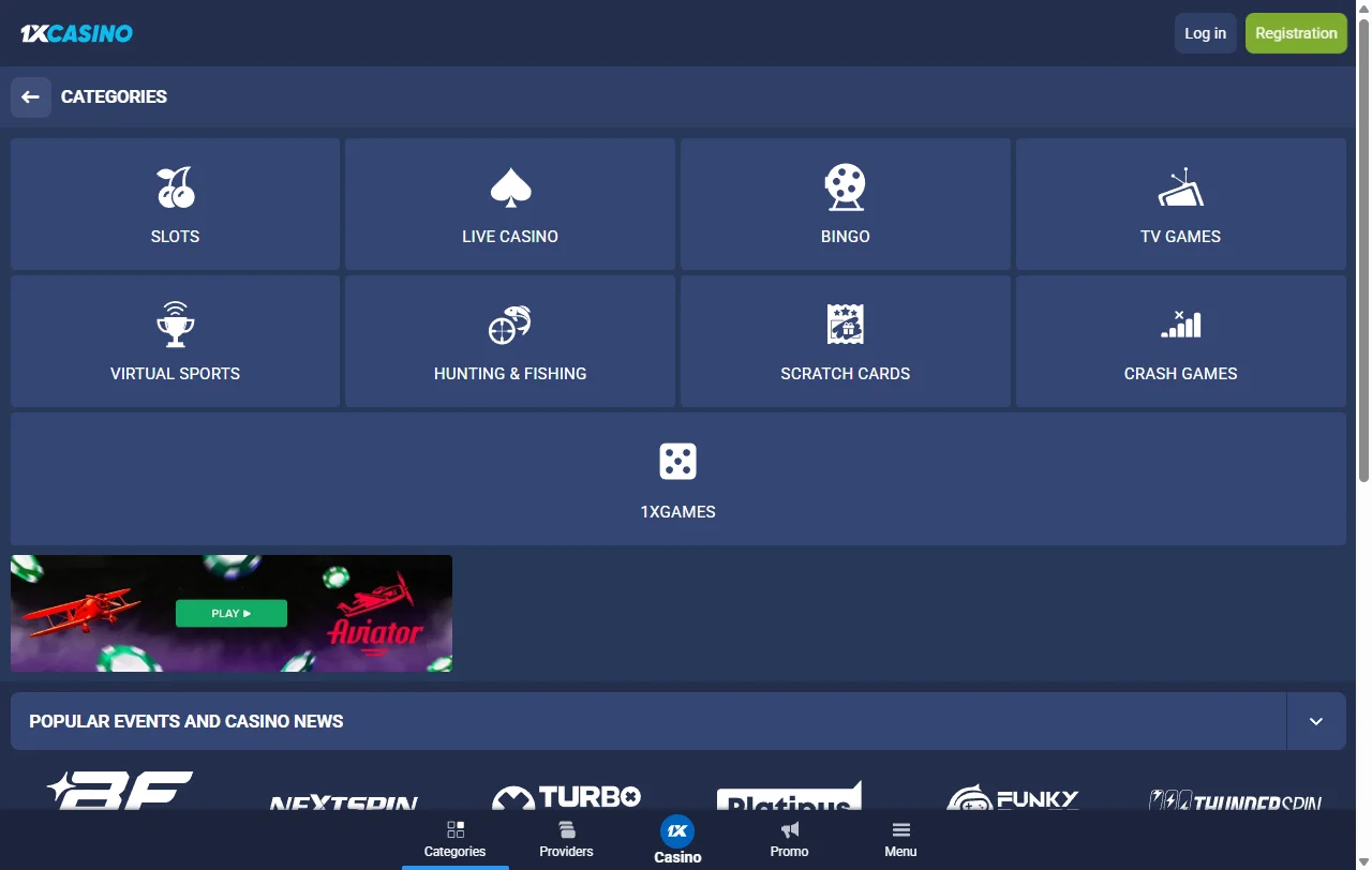 1xCasino con tragamonedas, mesas en vivo y variedad de juegos