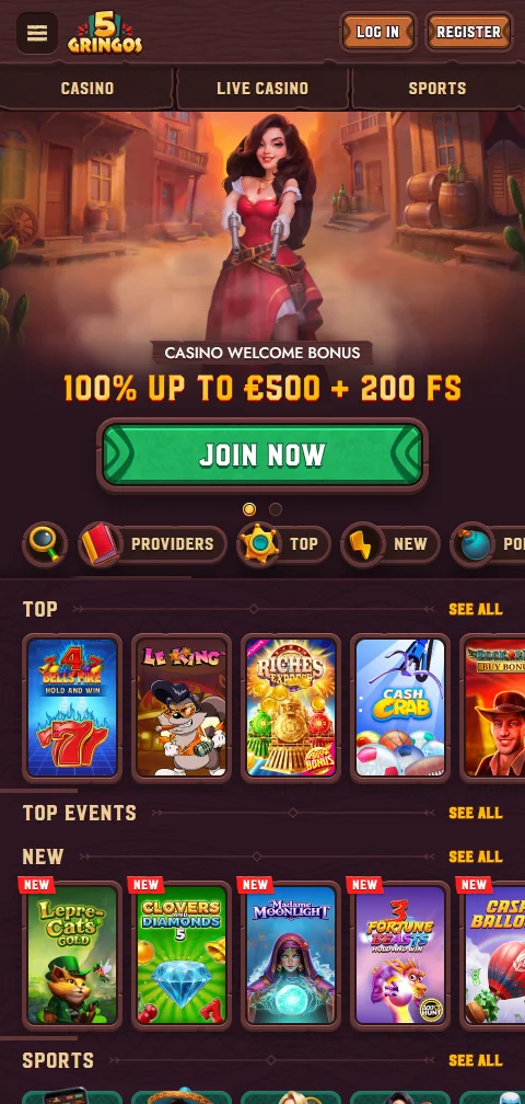 5Gringos Casino en móvil con acceso flexible desde iPhone y Android