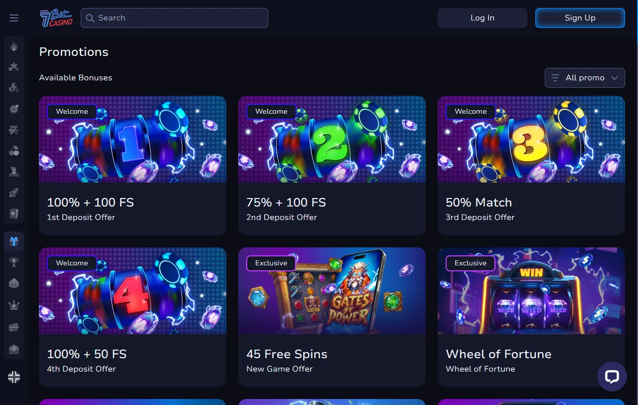 7Bit Casino bonos, promociones y oferta de bienvenida