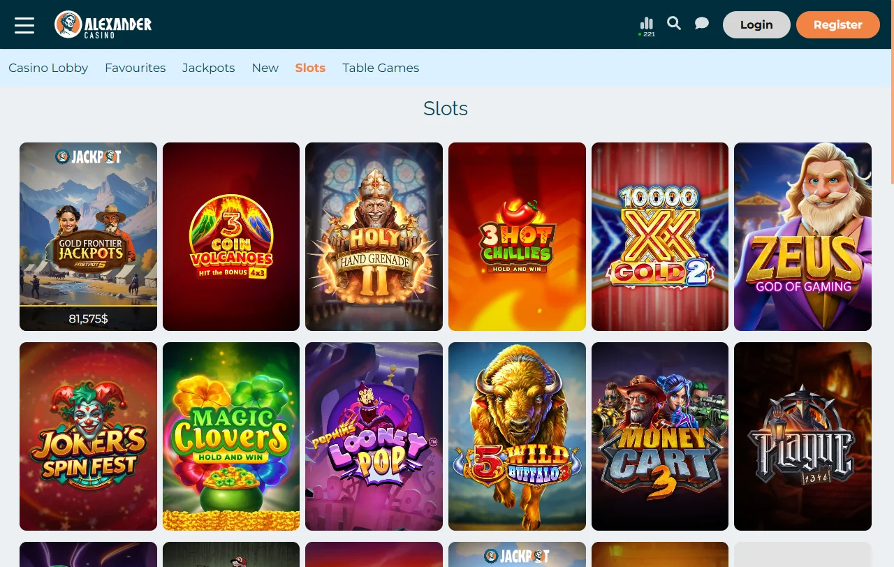 Alexander Casino variedad de juegos y entretenimiento online