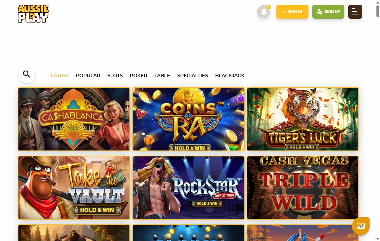 Aussie Play Casino juegos, tragamonedas y opciones en vivo