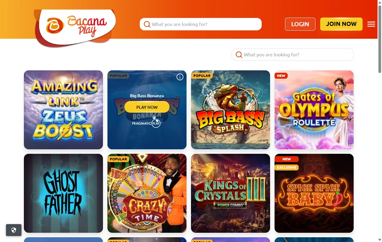 Bacana Play Casino enfoque en tragamonedas, vivo y mesas clásicas