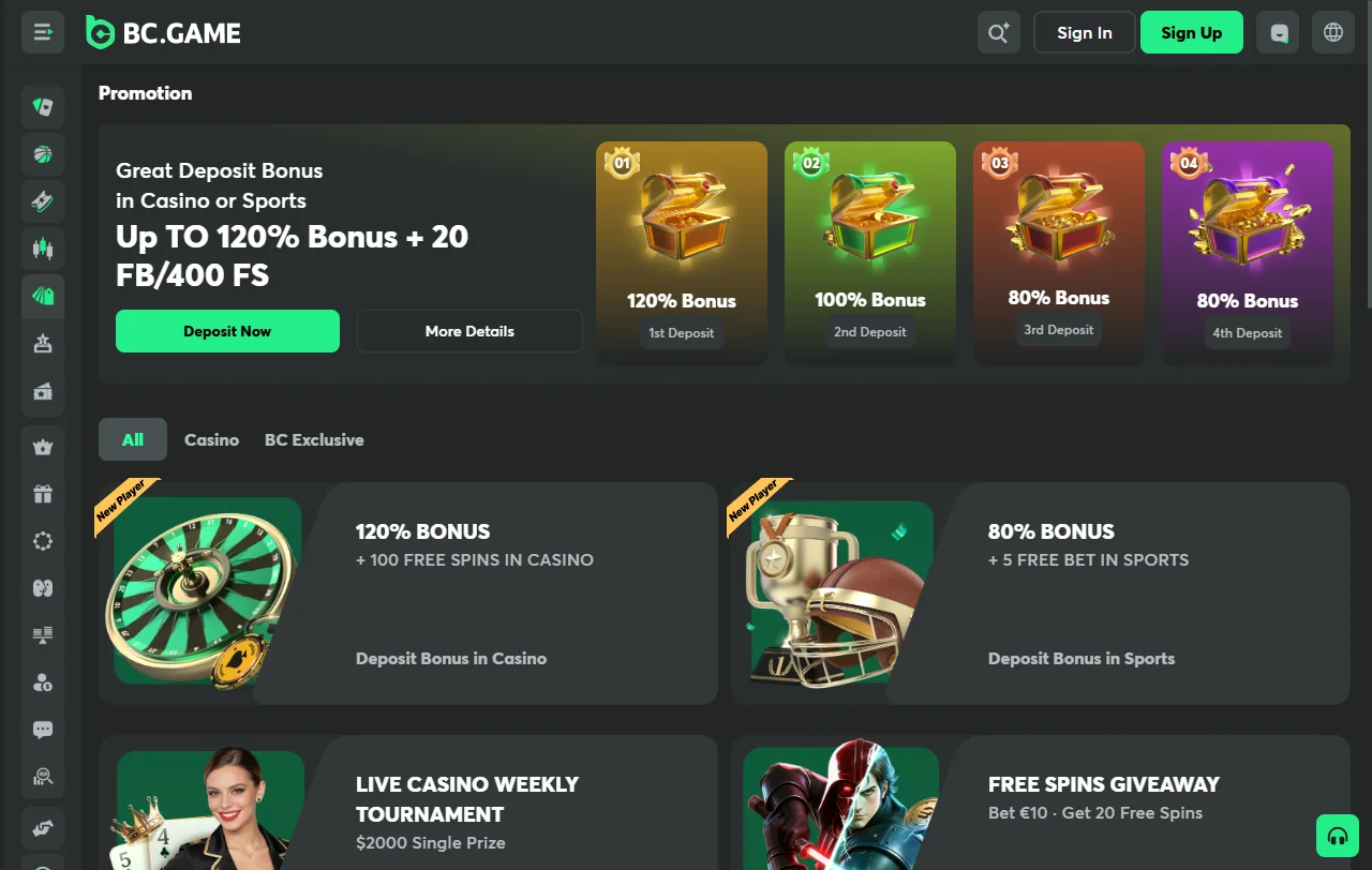 BC Game Casino oferta de juegos y proveedores destacados