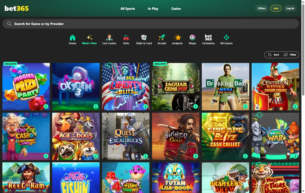 bet365 Casino juegos de mesa y slots destacados