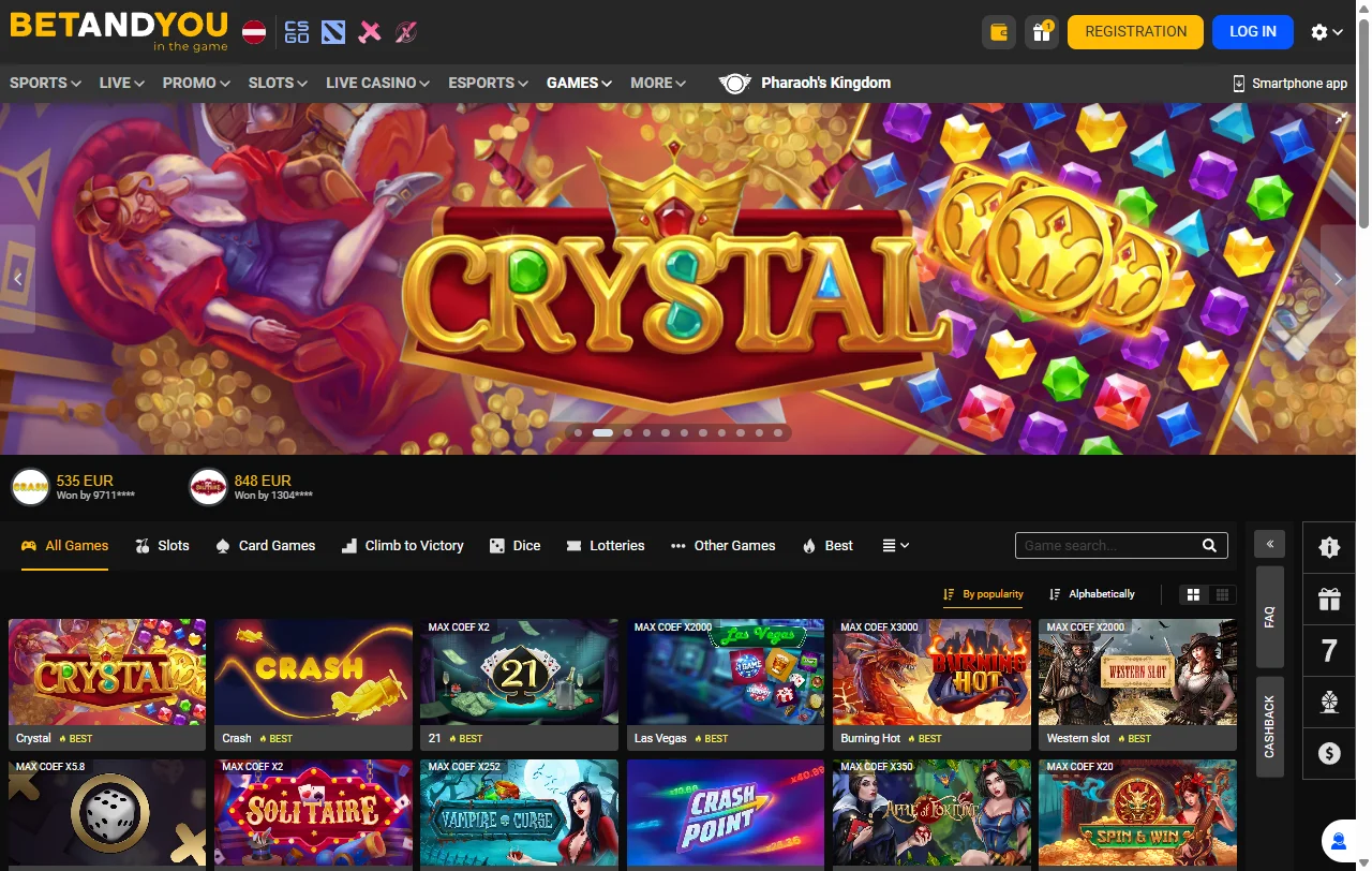 BetAndYou Casino bonos de bienvenida y promociones visibles
