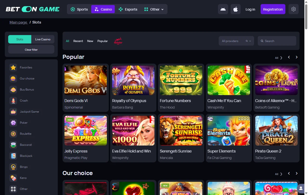 BetOnGame Casino juegos, slots y casino en vivo