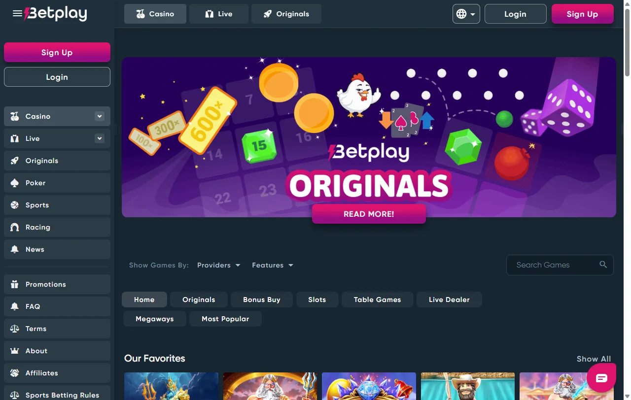 Betplay Casino con variedad de juegos y mesas en vivo
