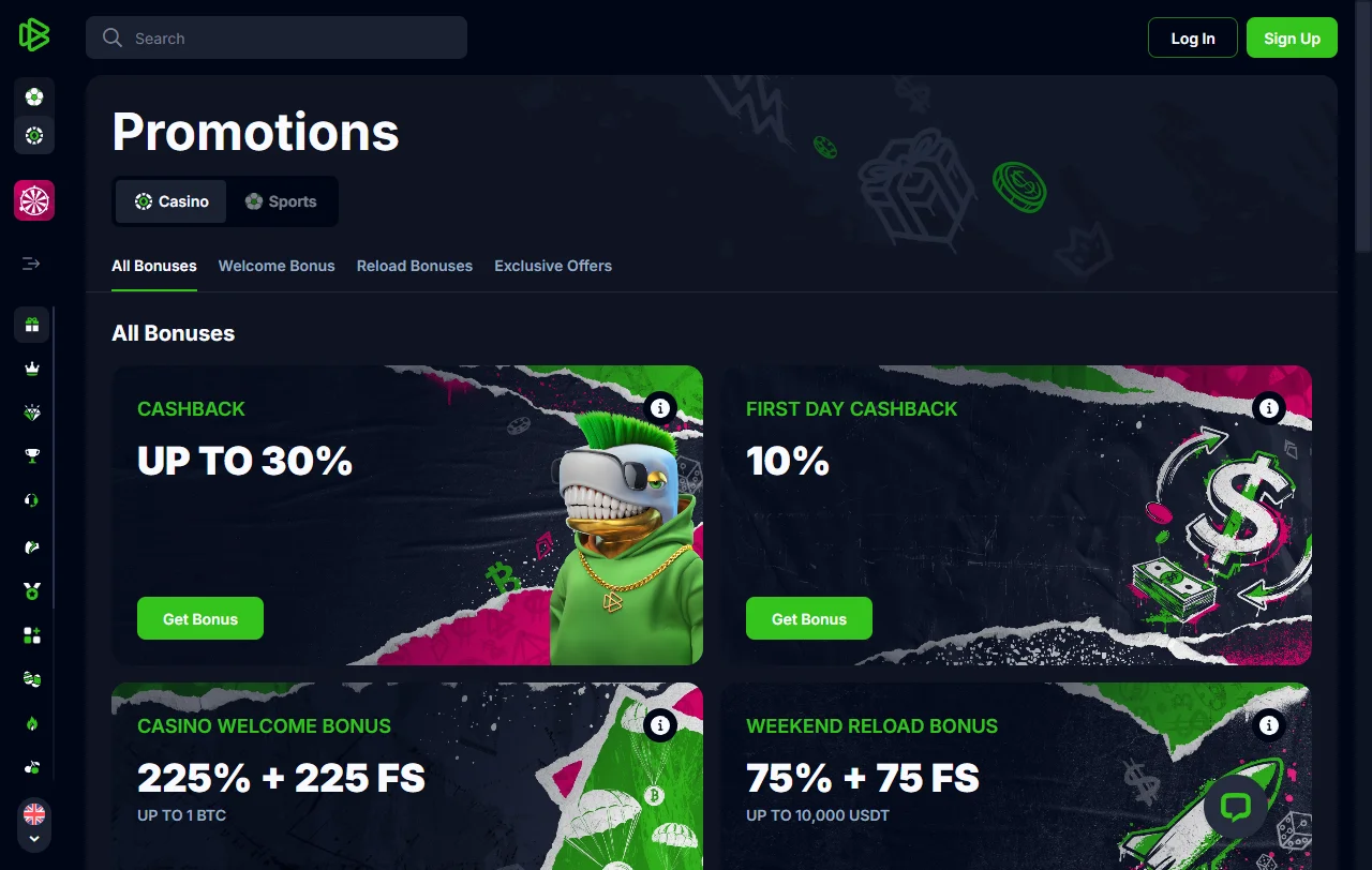 Bets.io Casino con juegos, slots y casino en vivo
