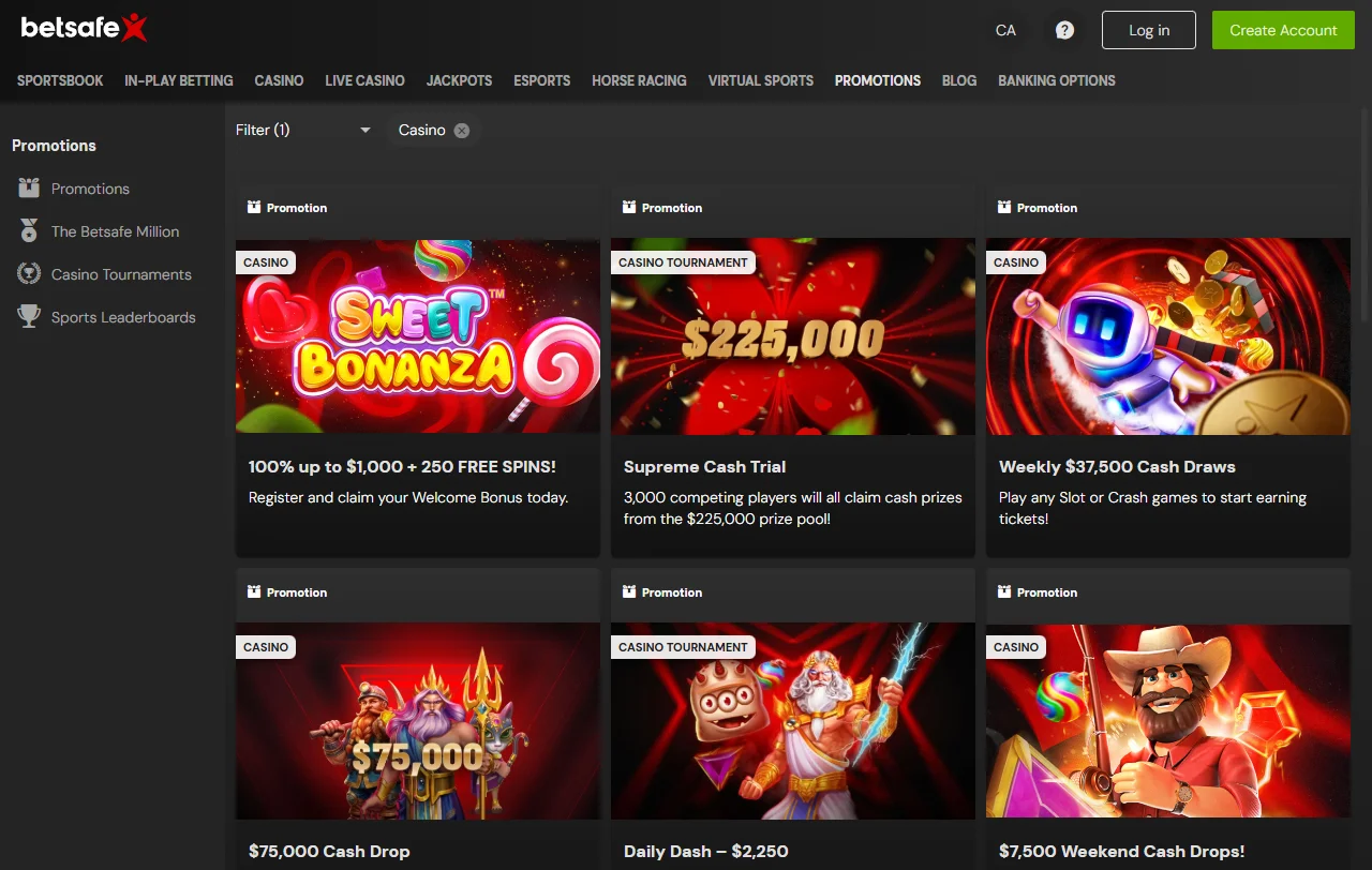 Betsafe Casino bonos, promociones y condiciones de bienvenida