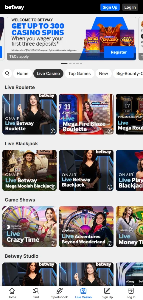 Betway Casino depósitos y retiros con métodos de pago