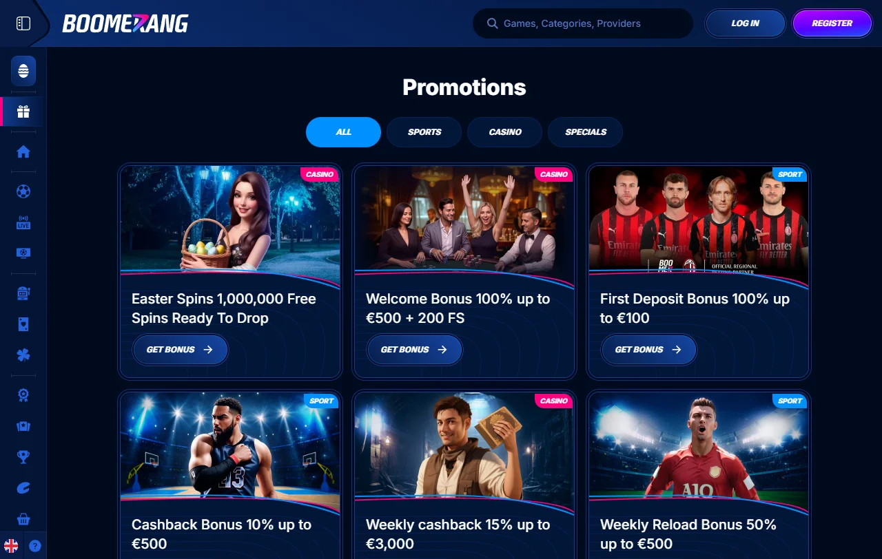 Boomerang Casino juegos, slots y catálogo en detalle