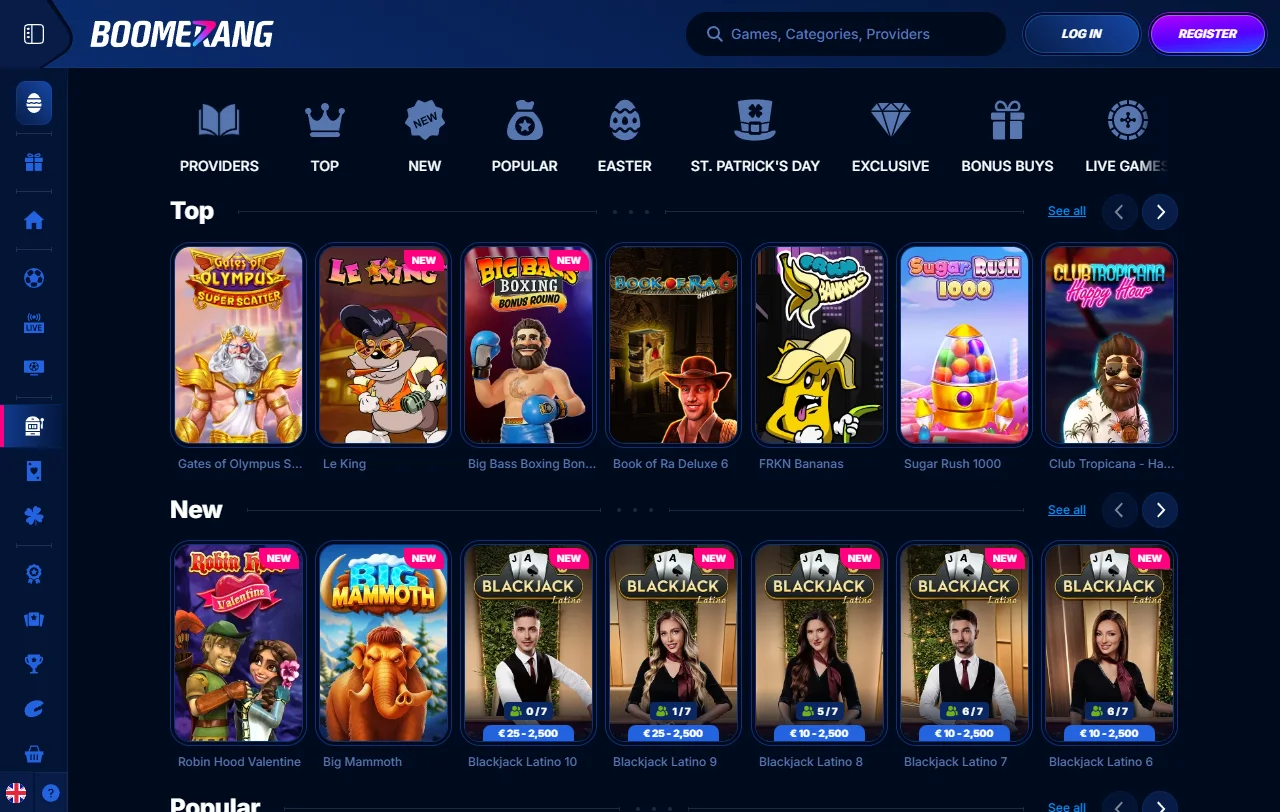Boomerang Casino bonos, promociones y oferta de bienvenida