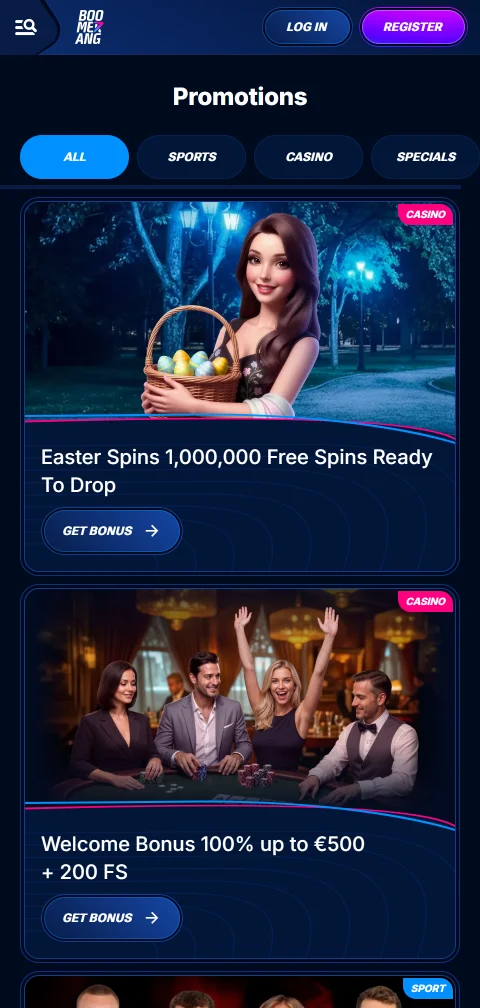 Boomerang Casino depósitos, retiros y métodos de pago