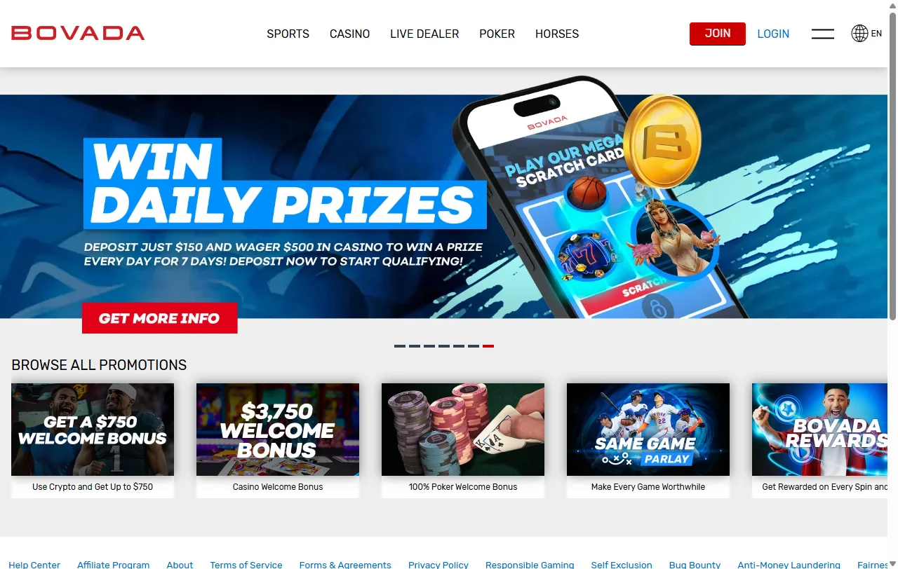 Bovada Casino bonos de bienvenida y promociones generales