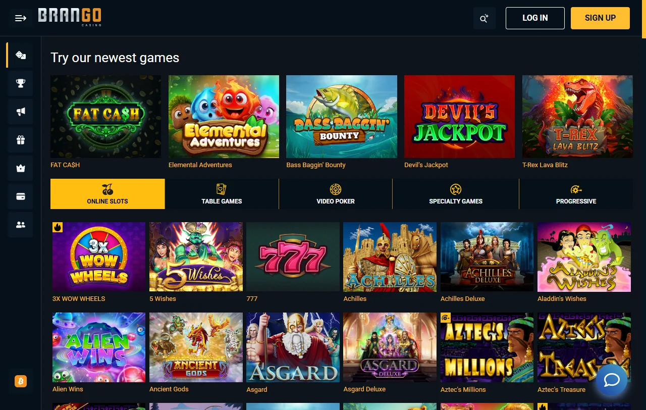 Brango Casino oferta de juegos y proveedores destacados