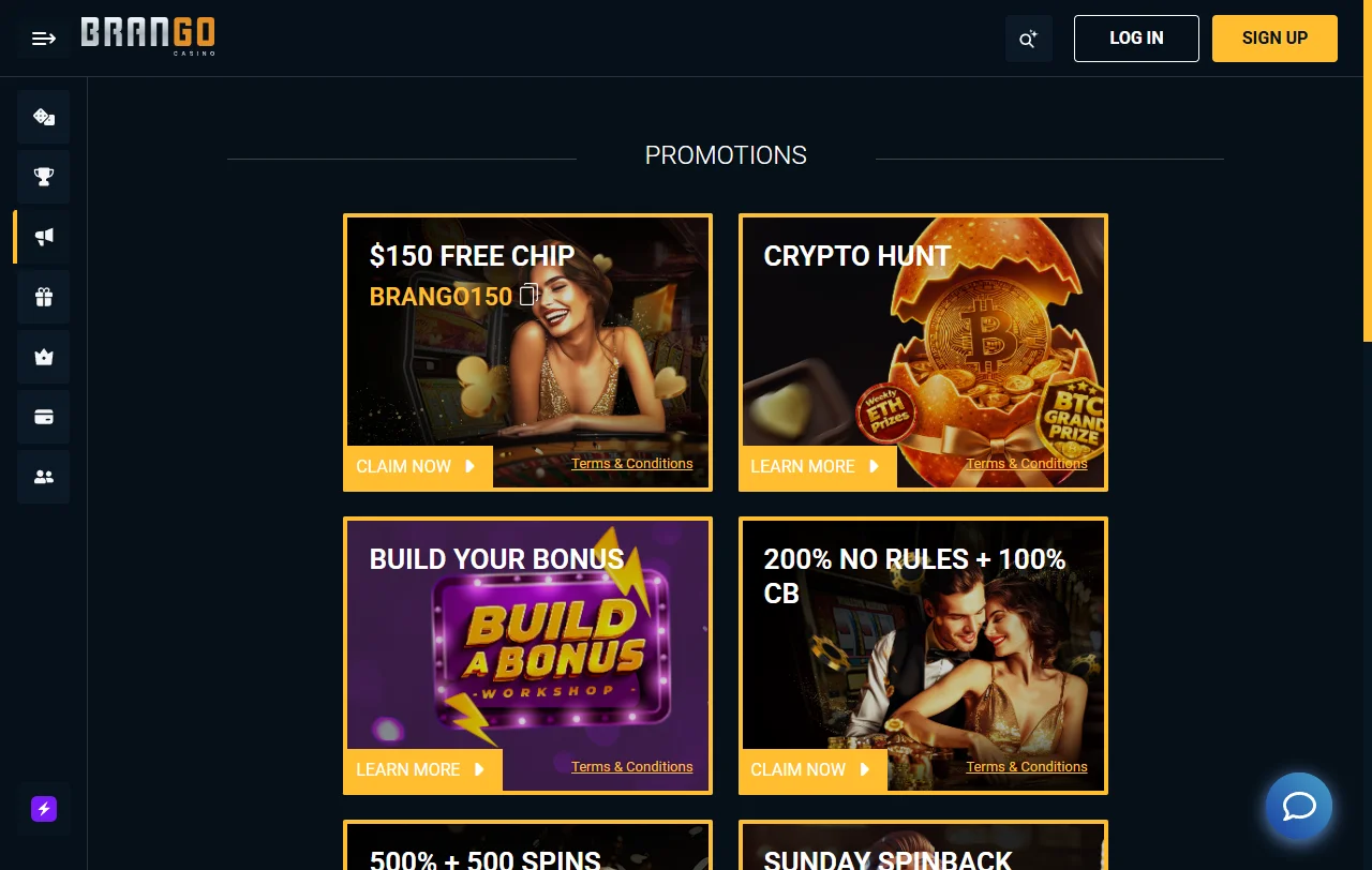 Brango Casino bonos y promociones para nuevos usuarios