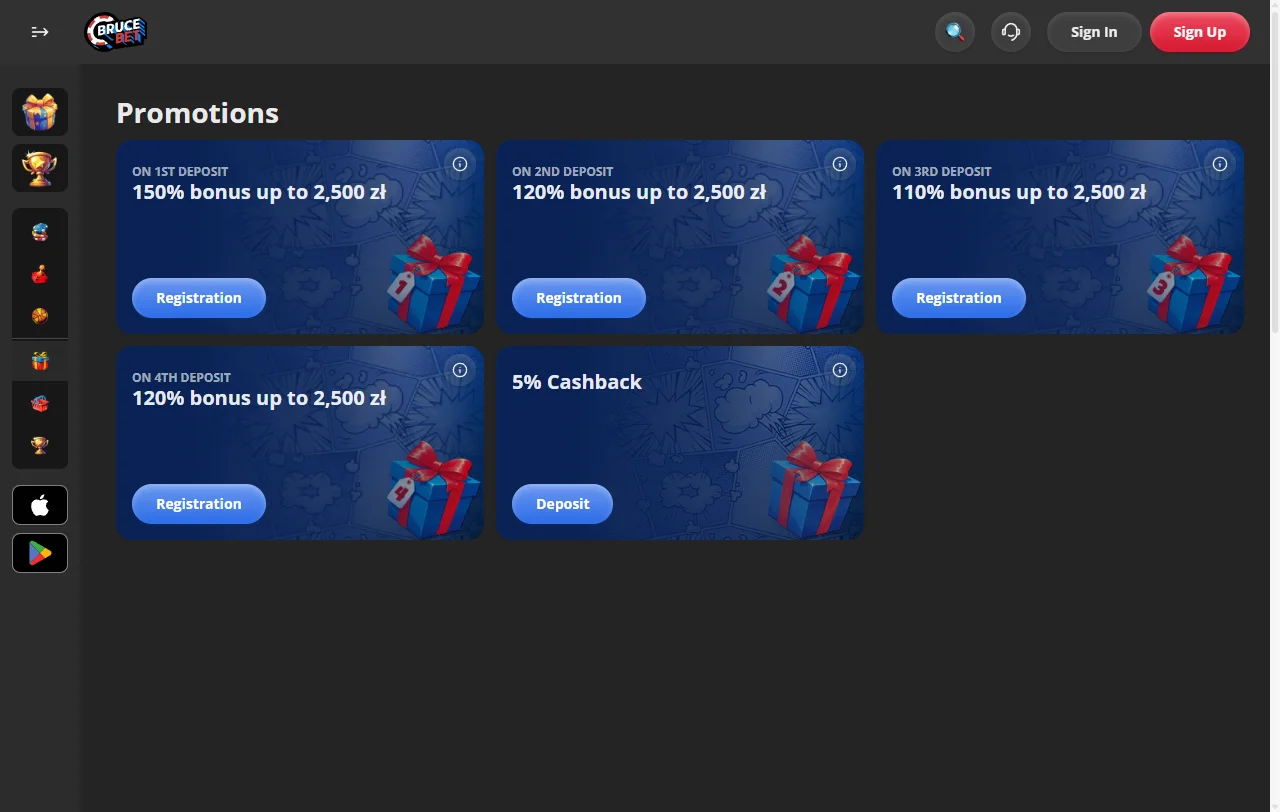 BruceBet Casino bonos y promociones de bienvenida