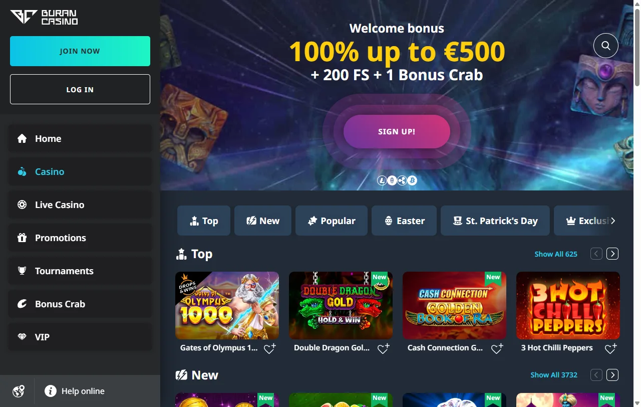 Buran Casino juegos de slots y vivo