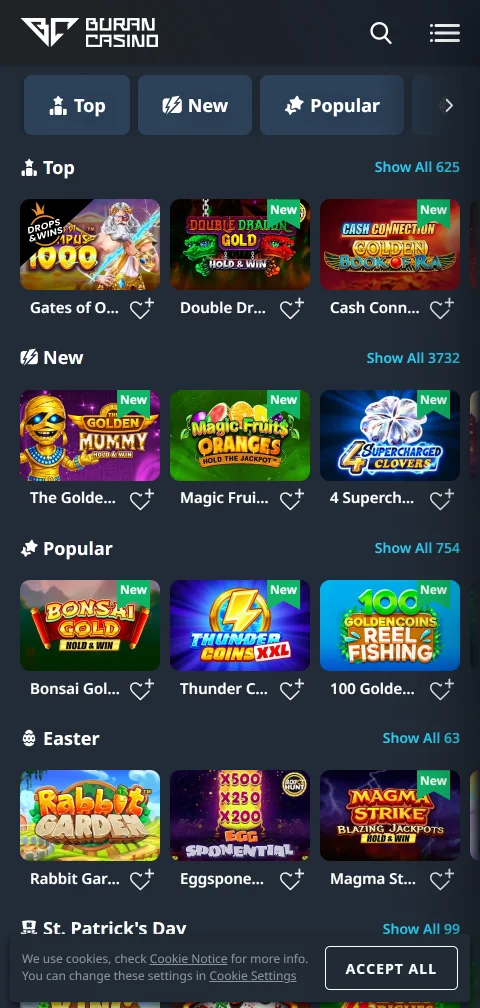 Buran Casino depósitos, retiros y métodos de pago