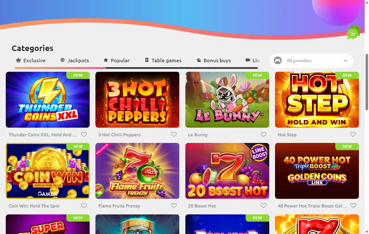 Cadoola Casino catálogo de juegos y proveedores destacados