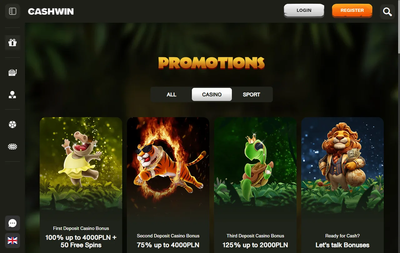CashWin Casino bonos de bienvenida y condiciones de promoción