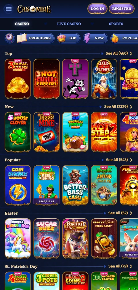 Casombie Casino depósitos, retiros y métodos de pago