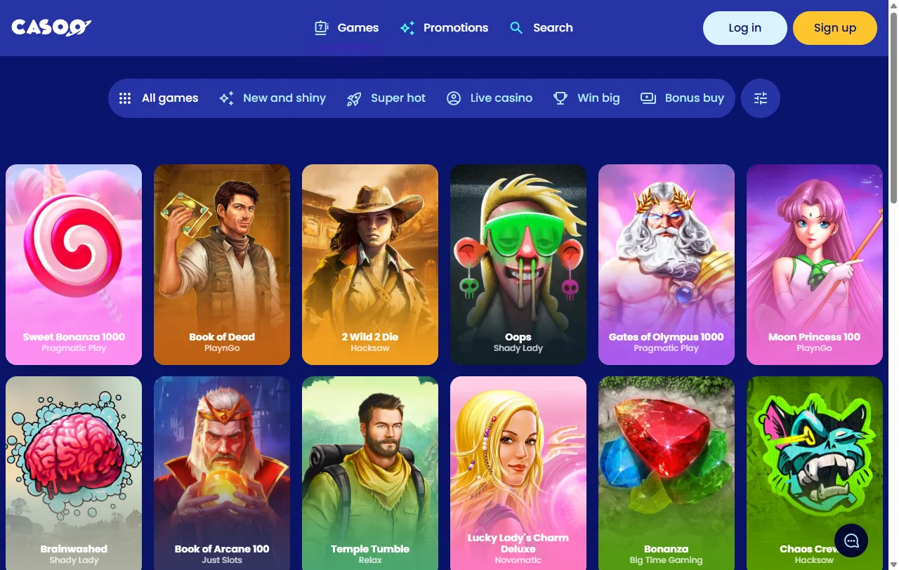 Casoo Casino juegos y catálogo de entretenimiento amplio