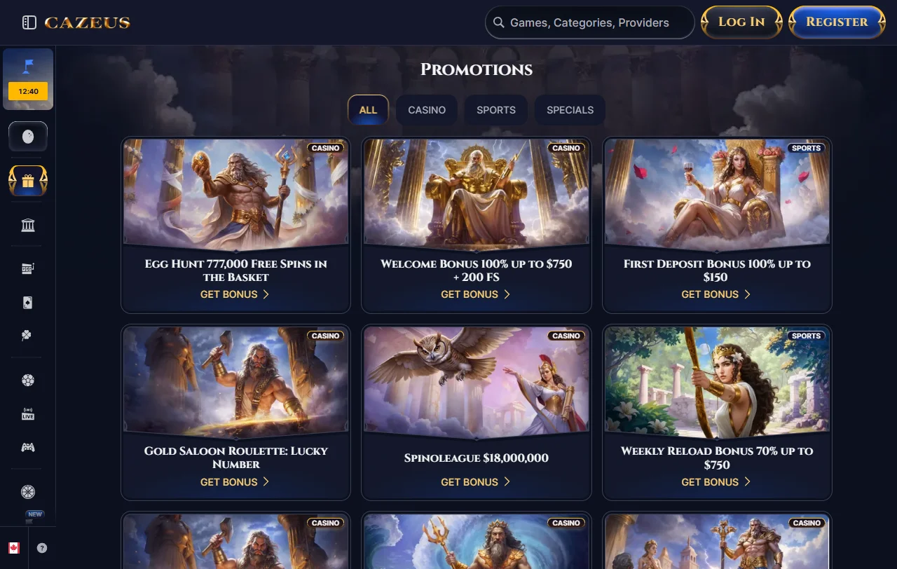 Cazeus Casino y sus bonos de bienvenida