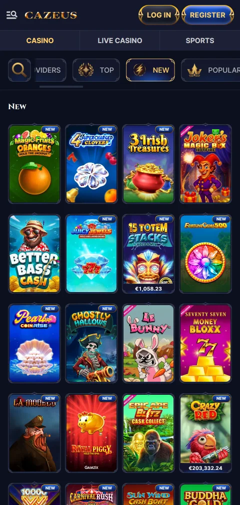 Cazeus Casino con pagos y retiros disponibles