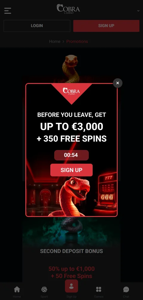 Cobra Casino con depósitos, retiros y pagos regionales