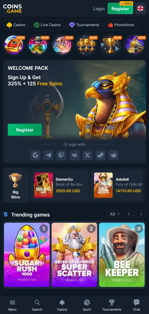 Coins Game Casino experiencia móvil y acceso desde smartphone