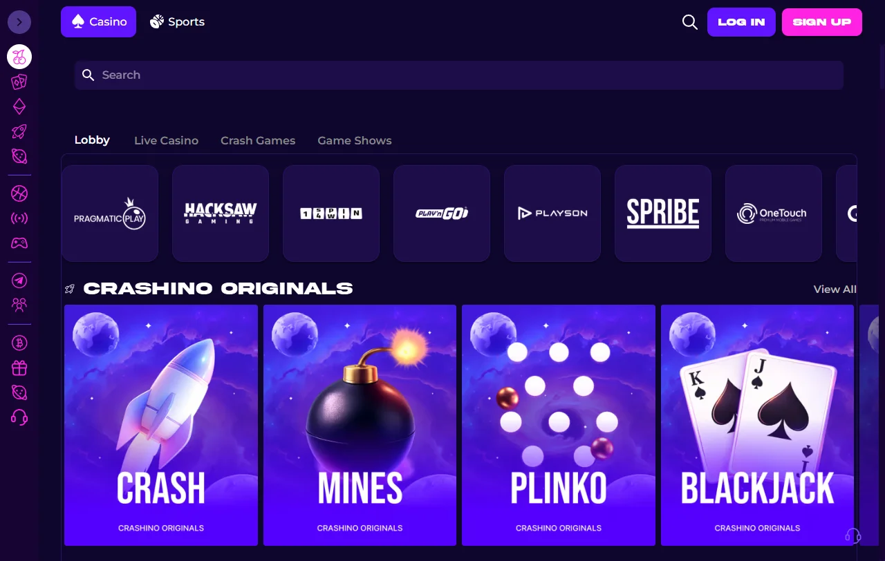 Crashino Casino bonos de bienvenida y promociones para nuevos usuarios