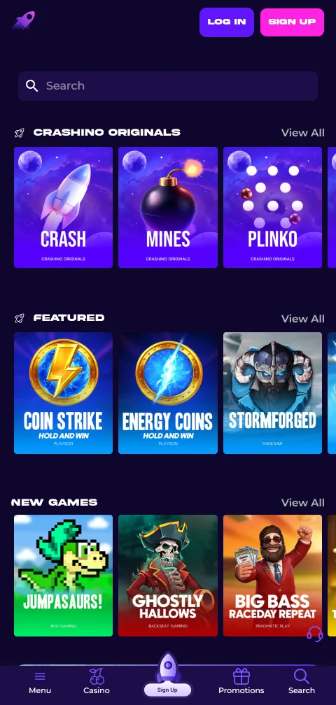 Crashino Casino acceso móvil optimizado para jugar desde Perú