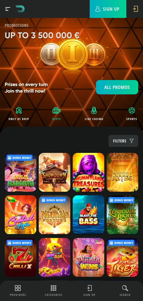Drip Casino experiencia móvil para jugar desde Perú