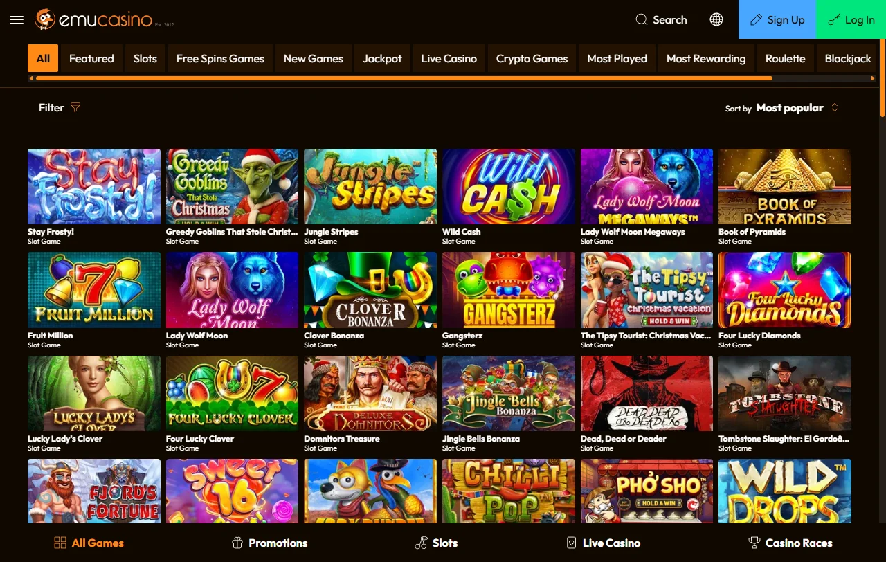 Emu Casino juegos de tragamonedas y mesa