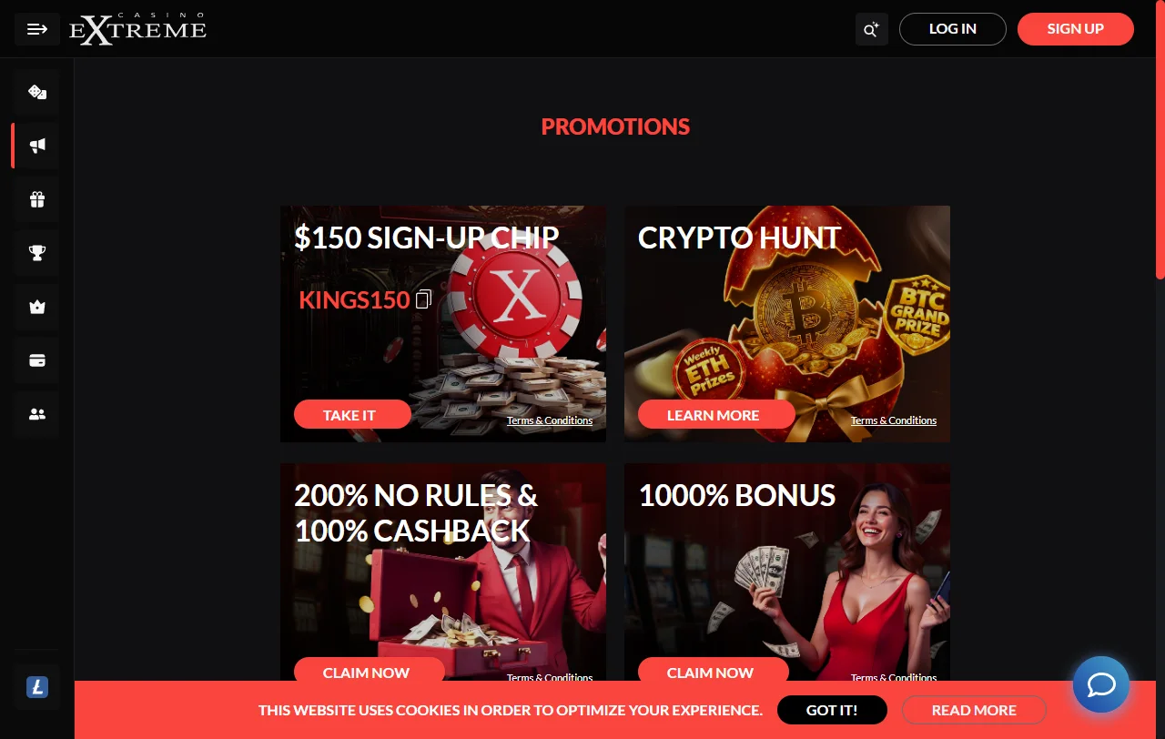 Extreme Casino ofrece slots, casino en vivo y proveedores reconocidos