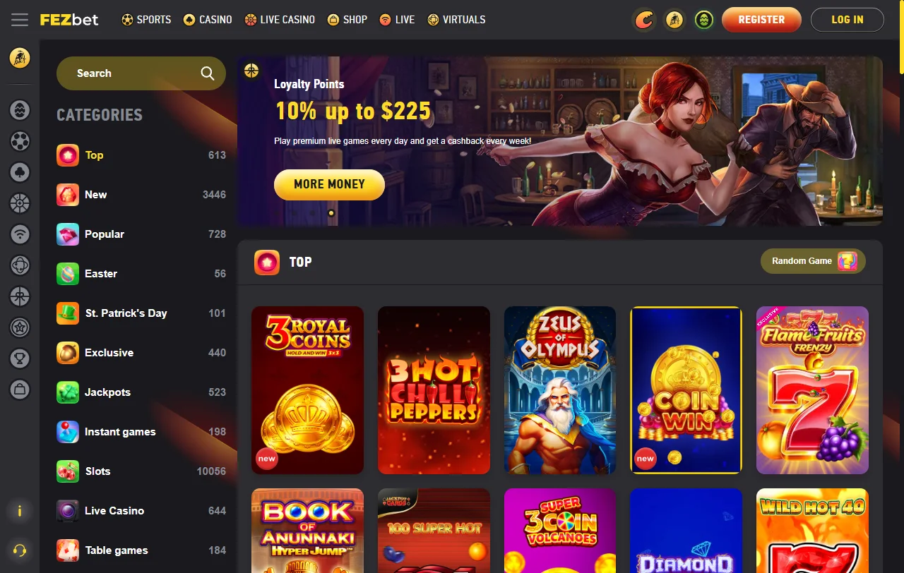 FezBet Casino juegos y proveedores destacados para Perú
