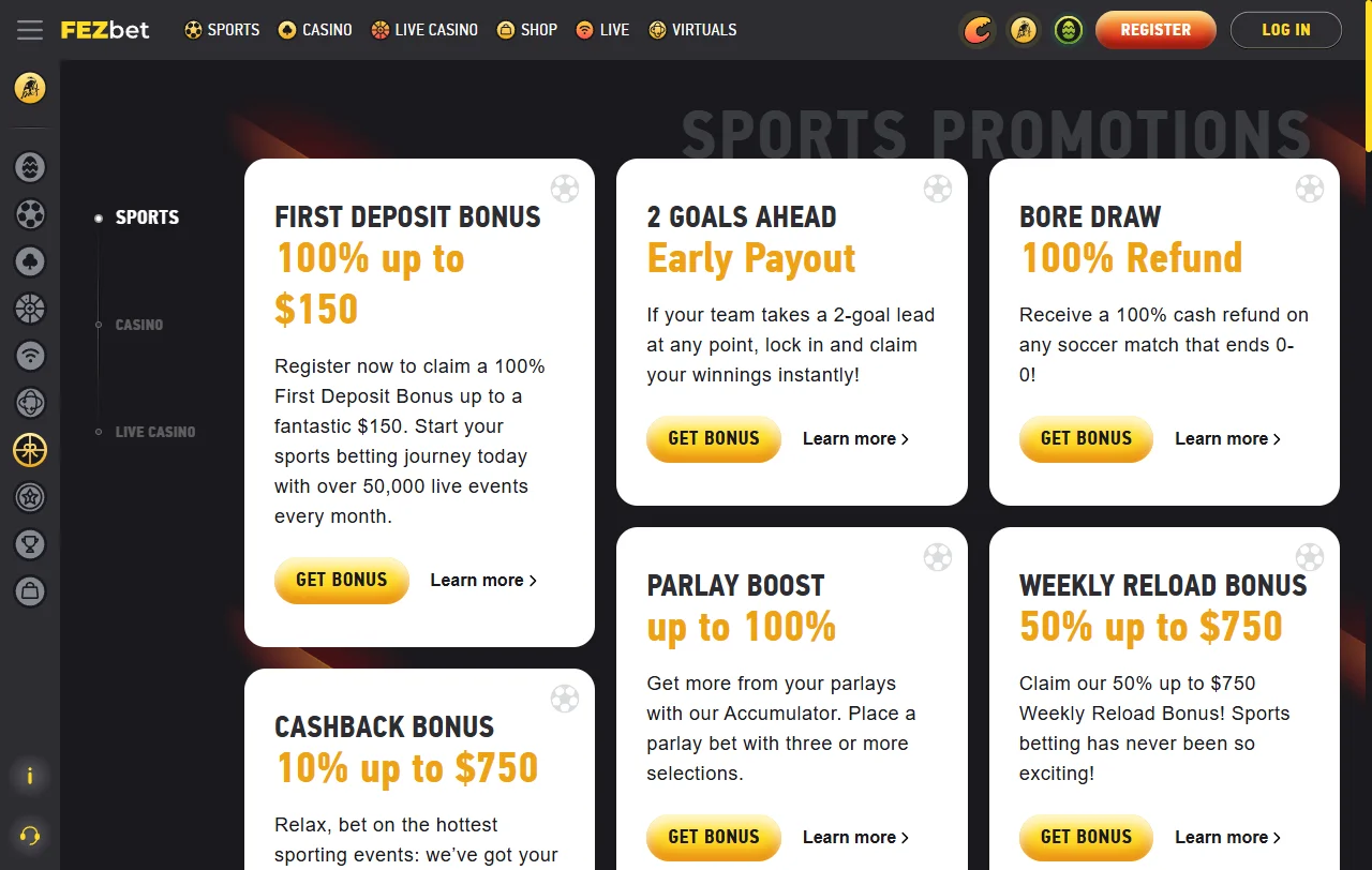 FezBet Casino bonos, promociones y condiciones principales