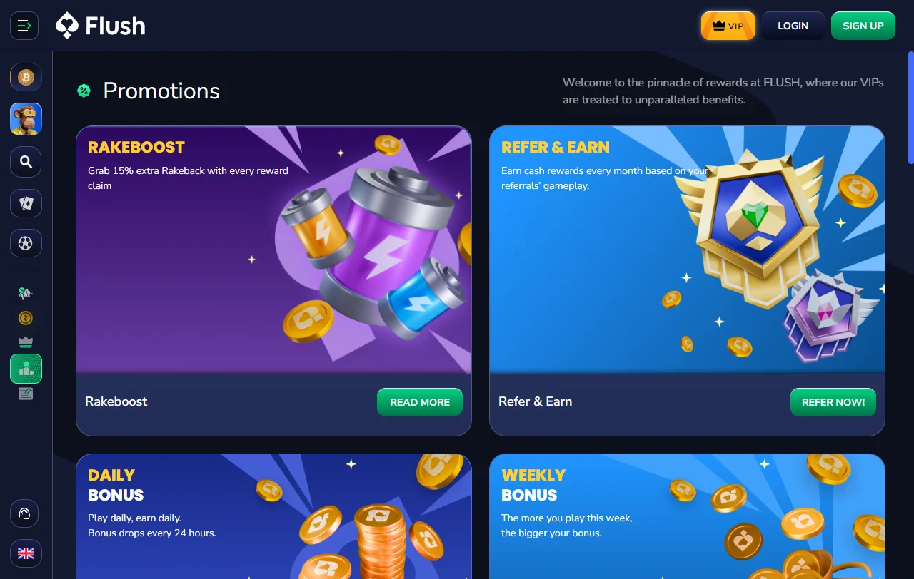 Flush Casino bonos de bienvenida y promociones vigentes