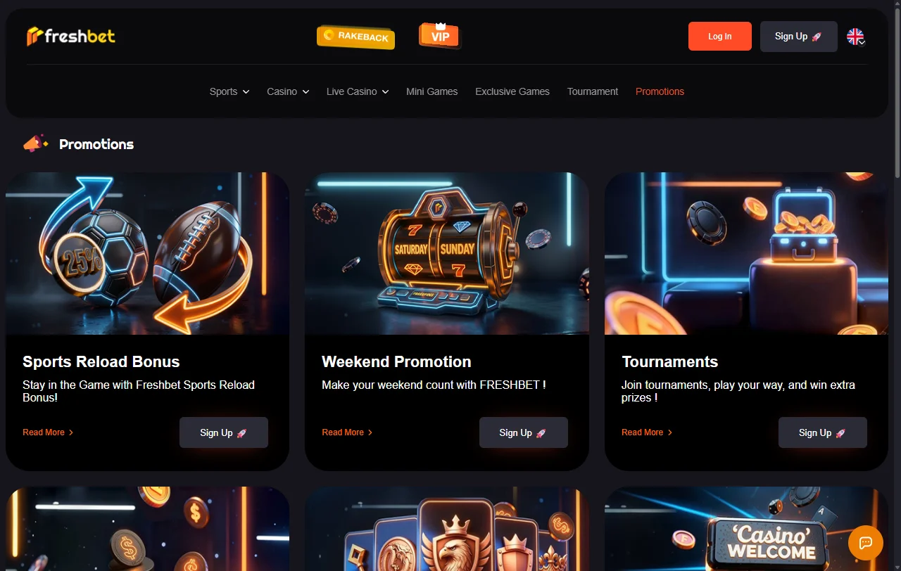Freshbet Casino con tragamonedas y juegos en vivo