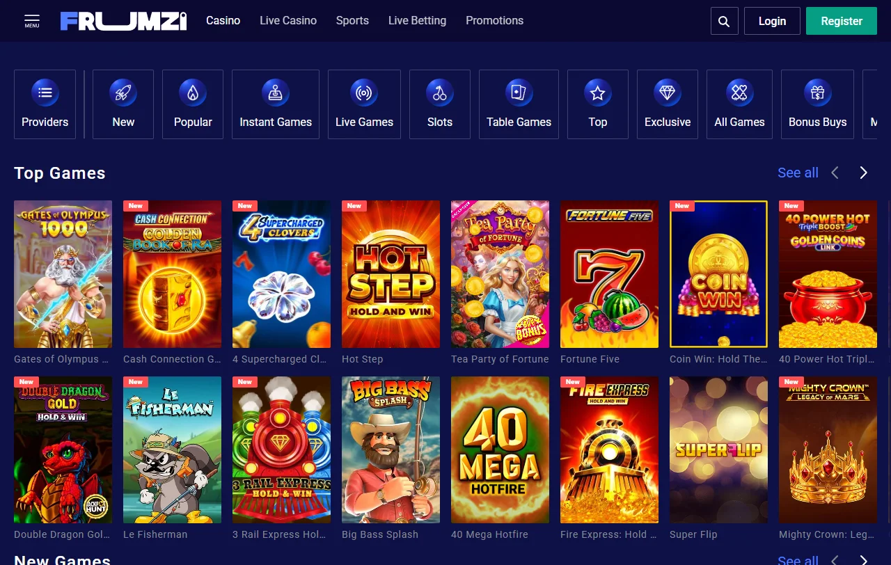 Frumzi Casino juegos, slots y casino en vivo