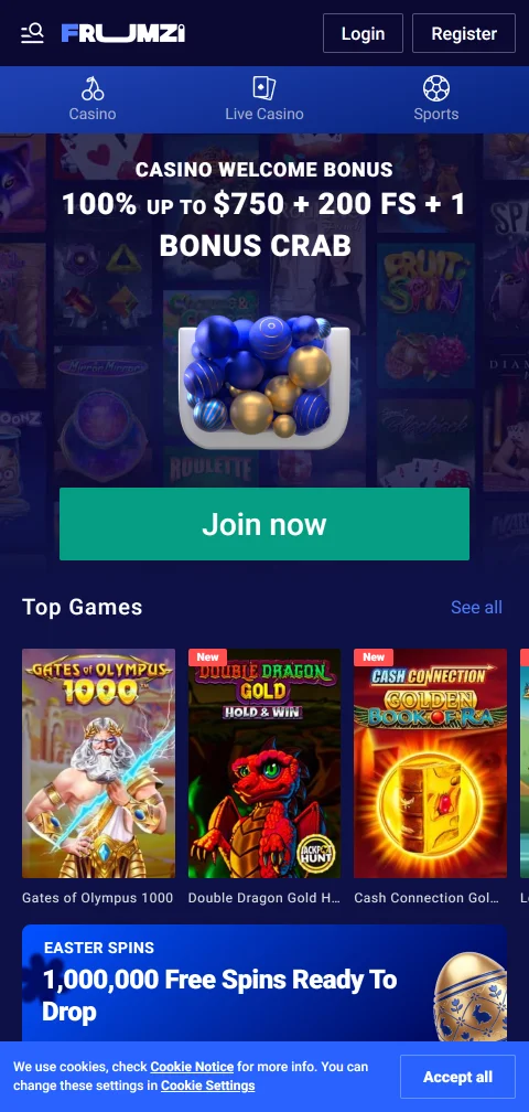 Frumzi Casino acceso móvil y uso desde Perú