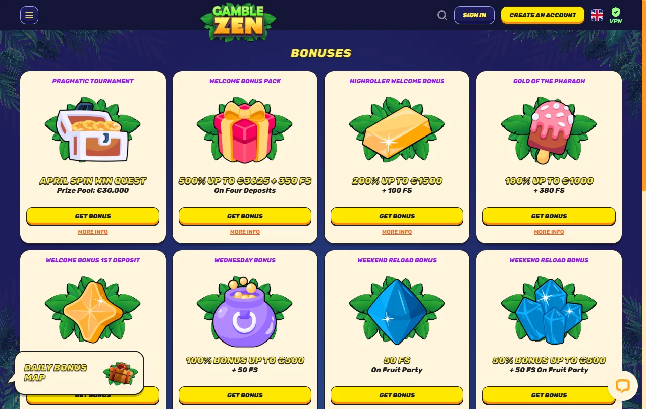 Gamblezen Casino juegos, slots y mesas disponibles