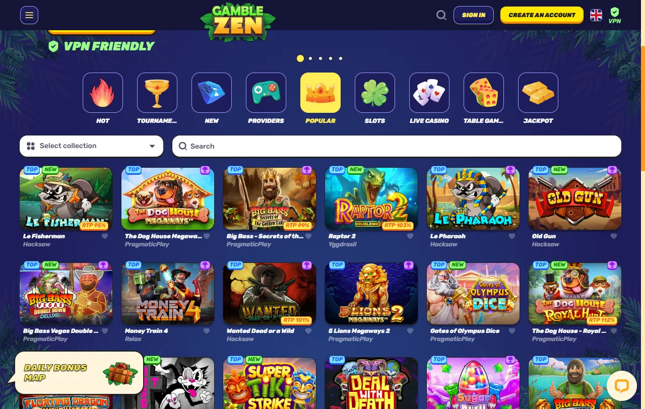 Gamblezen Casino bonos de bienvenida y promociones