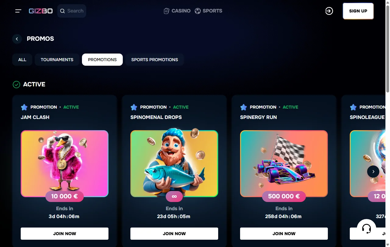 Gizbo Casino catálogo de juegos y proveedores destacados