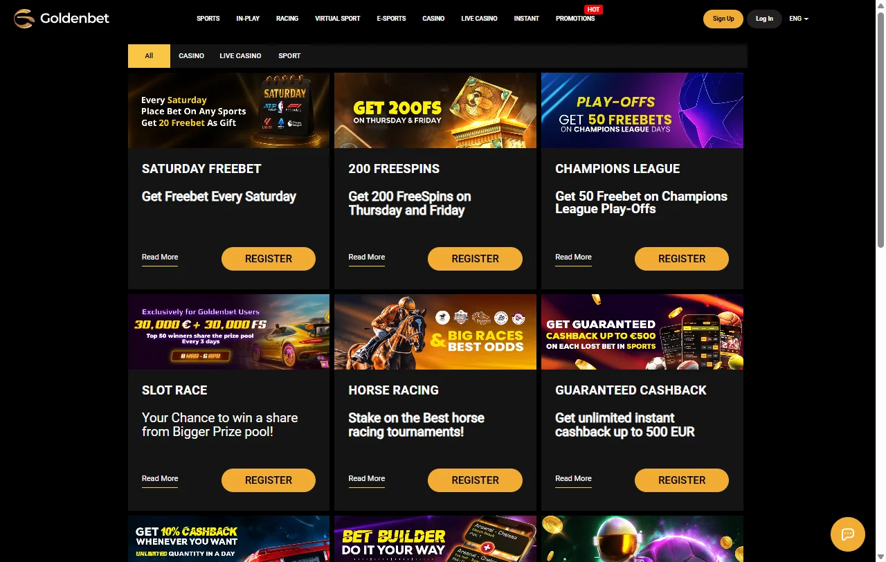 Juegos, tragamonedas y opciones en vivo de GoldenBet Casino