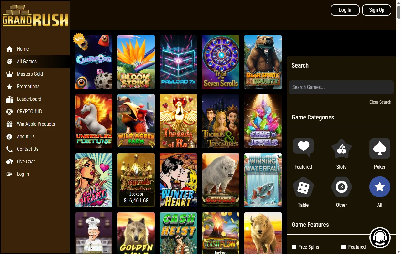 Grand Rush Casino juegos, slots y casino en vivo